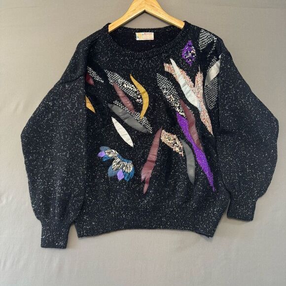 Vintage Hand Knit Women’s Sweater Shanghai China Size Large 80s Style - Picture 1 of 10